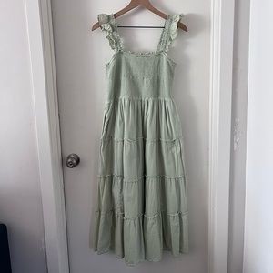 J Crew Smocked Tiered Midi Dress